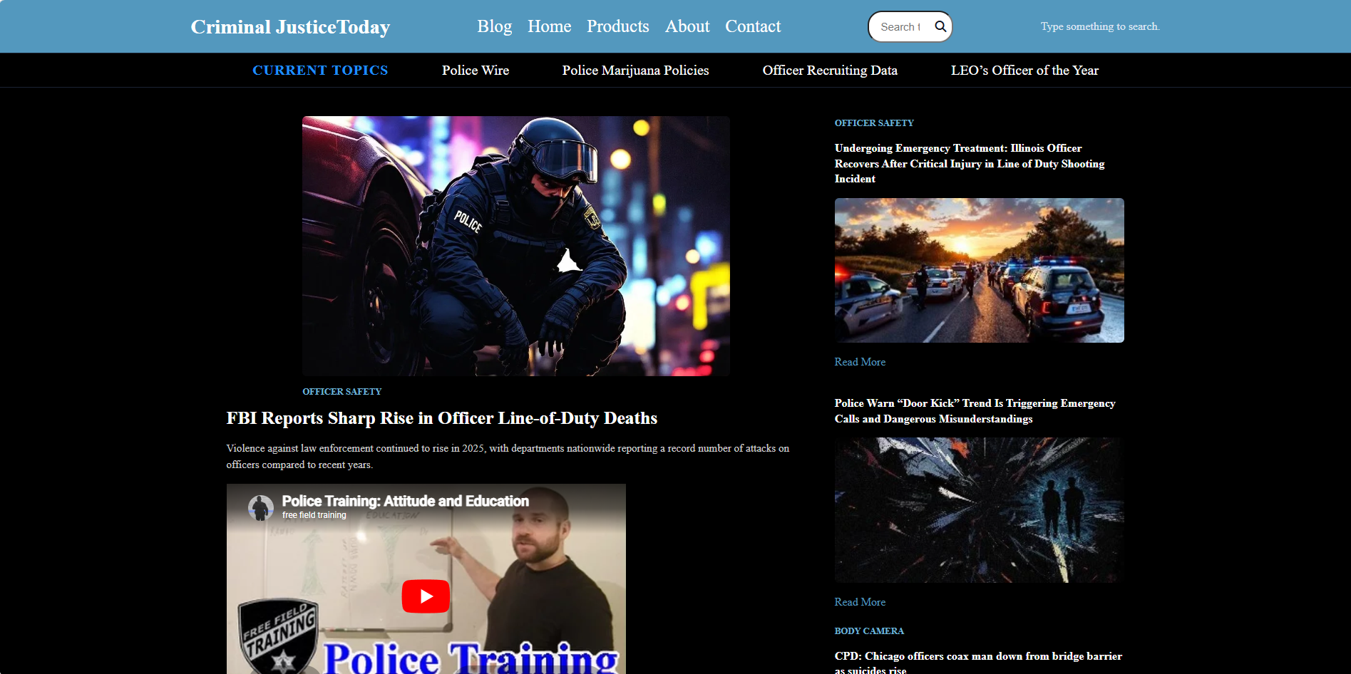 Screenshot of Criminal Justice Today homepage